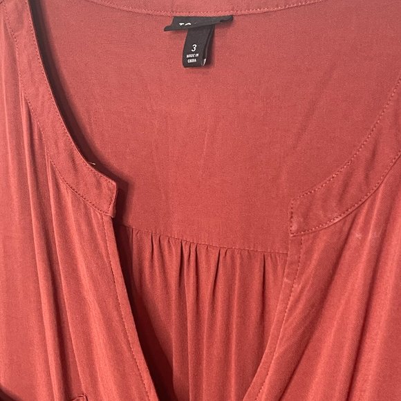 *SOLD* Torrid Challis Drawstring Shirt Dress Brick Red with Pockets 3 3X 22/24 - Picture 5 of 7